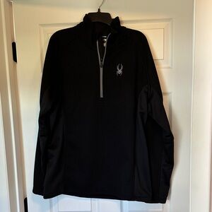 Spyder Men's Black Quarter-Zip Pullover Sweatshirt Waffle Ribbed XL
